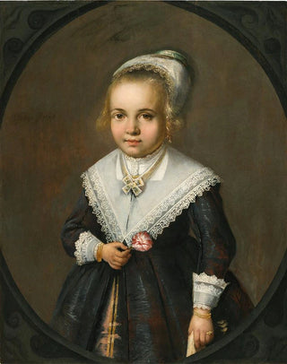 Jan van Teylingen - Portrait Of A Young Girl Holding A Flower.webp