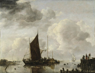 Scene of port with reflecting water - Jan van de Cappelle — artwork view