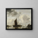 Scene of port with reflecting water - Jan van de Cappelle — framed artwork on a wall