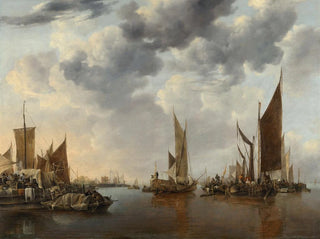 Marine painting with ships - Jan van de Cappelle — artwork view
