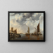 Marine painting with ships - Jan van de Cappelle — framed artwork on a wall