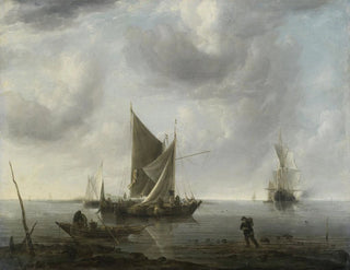 Boats at anchor on a calm sea - Jan van de Cappelle — artwork view