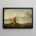 Calm Weather Ships Painting - Jan van de Cappelle — framed artwork on a wall