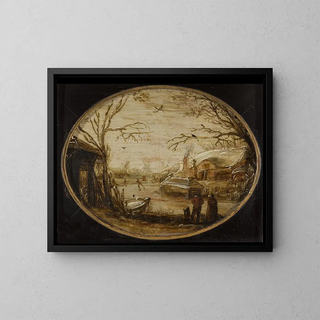 Winter Landscape Painting - Jan van de Velde the Younger — framed artwork on a wall