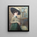 Self-portrait with Green Hat - Jane Atché — framed artwork on a wall