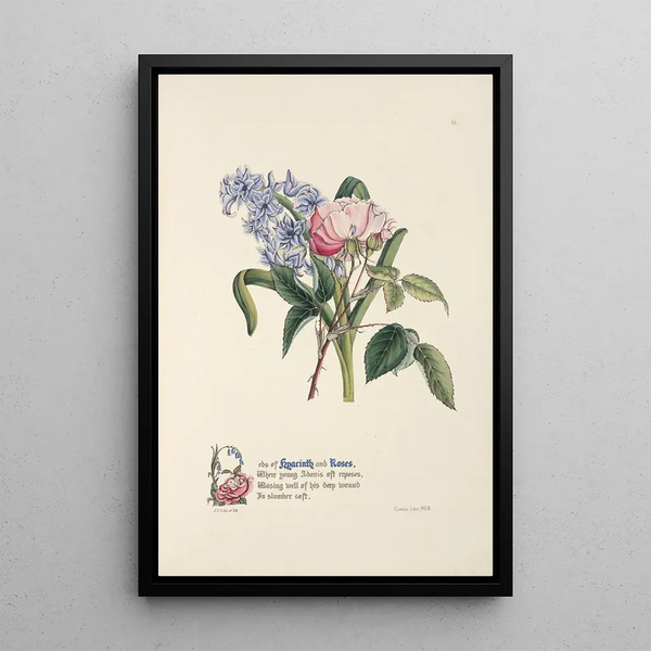 Hyacinth and Rose - Jane Elizabeth Giraud — framed artwork on a wall