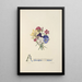 Pensées œillets et jonquilles - Jane Elizabeth Giraud — framed artwork on a wall