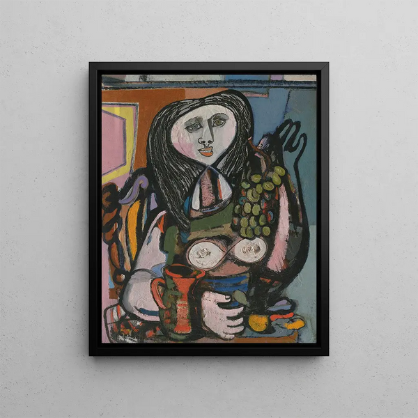 Woman with Grapes - Jankel Adler — framed artwork on a wall