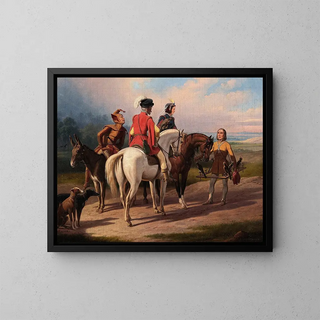 Hunting with falcons - January Suchodolski — framed artwork on a wall