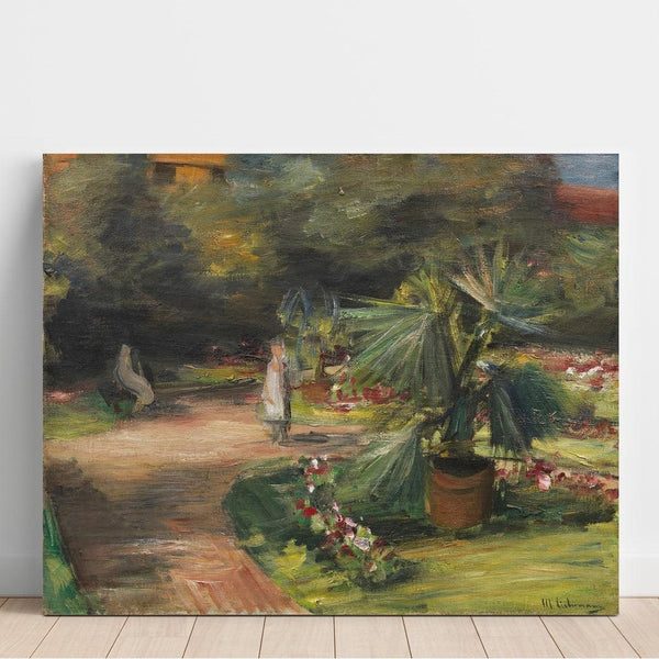 Reproduction of the painting Garden with Palm Tree and Two Female Figures - Max Liebermann