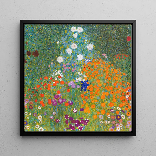 Cottage Garden Painting - Gustav Klimt — framed artwork on a wall