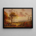 the distant view of the Hudson River in autumn - Jasper Francis Cropsey — framed artwork on a wall