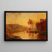 Autumn Landscape with Cattle Drinking at a River - Jasper Francis Cropsey — framed artwork on a wall