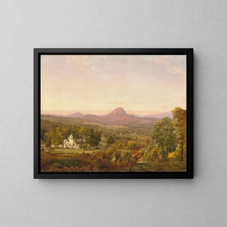 Autumn Landscape Painting, Sugar Loaf Mountain, Orange County, New York - Jasper Francis Cropsey — framed artwork on a wall