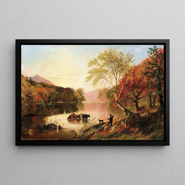 Autumn on the Hudson River - Jasper Francis Cropsey — framed artwork on a wall