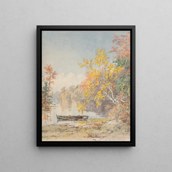 Autumn on the Lake - Jasper Francis Cropsey — framed artwork on a wall