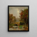 Bétail au bord d'un ruisseau - Jasper Francis Cropsey — framed artwork on a wall