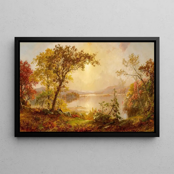 Greenwood Lake autumn on the Hudson - Jasper Francis Cropsey — framed artwork on a wall