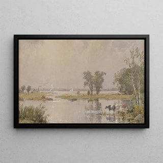 Marais de Hackensack - Jasper Francis Cropsey — framed artwork on a wall