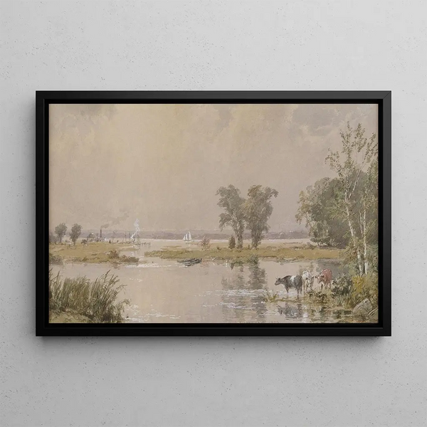 Marais de Hackensack - Jasper Francis Cropsey — framed artwork on a wall