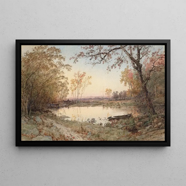 Landscape Hastings-on-Hudson - Jasper Francis Cropsey — framed artwork on a wall