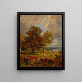 Jasper Francis Cropsey - Landscape With Trees And Sheep Near A Copse.webp