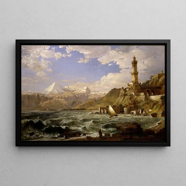 La Côte de Gênes - Jasper Francis Cropsey — framed artwork on a wall