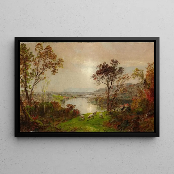 Valley of the Wyoming - Jasper Francis Cropsey — framed artwork on a wall