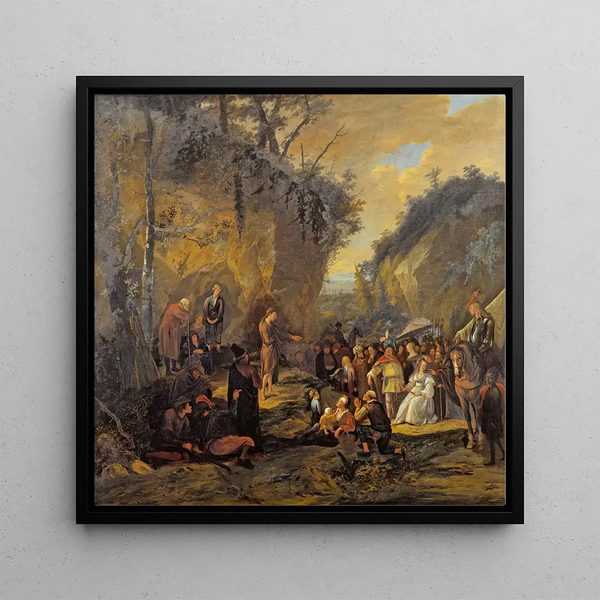 Jean-Baptiste preaching - Jan Steen — framed artwork on a wall