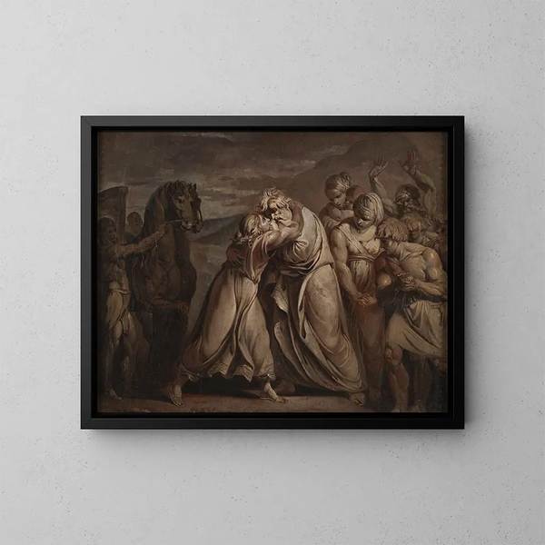 Joseph finds his father Jacob in the desert - Jean-Antoine Julien de Parme — framed artwork on a wall
