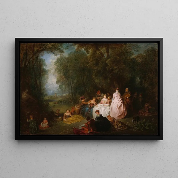 Festive Gathering - Jean-Antoine Watteau — framed artwork on a wall