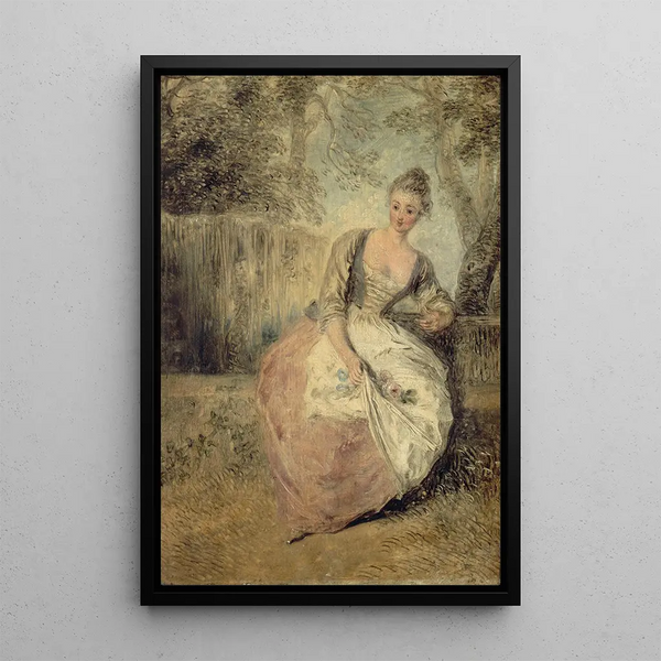 L'Amante inquiète - Jean-Antoine Watteau — framed artwork on a wall