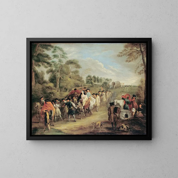 Soldiers marching - Jean-Antoine Watteau — framed artwork on a wall