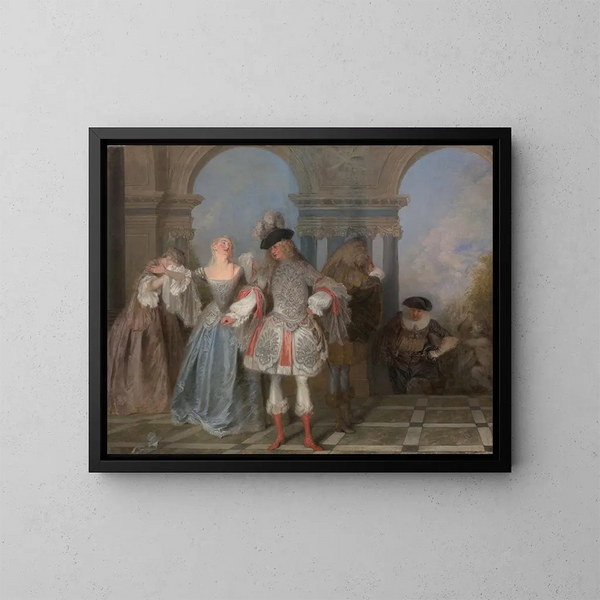 Les Comédiens français - Jean-Antoine Watteau — framed artwork on a wall