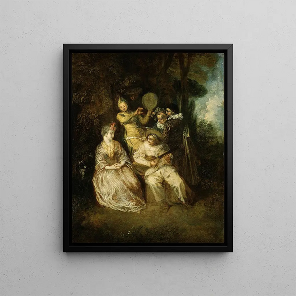 La sérénade italienne - Jean-Antoine Watteau — framed artwork on a wall