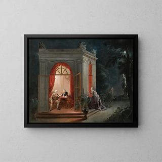 The Marriage Contract or Nervous Waiting - Jean-Baptiste André Gautier d'Agoty — framed artwork on a wall