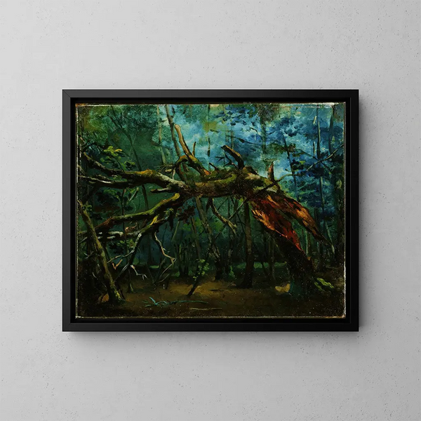 a fallen tree - Jean-Baptiste-Camille Corot — framed artwork on a wall
