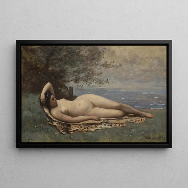 Bacchante au bord de la mer - Jean-Baptiste-Camille Corot — framed artwork on a wall