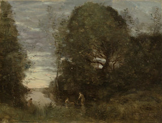 Bathers in a wooded cove - Jean-Baptiste-Camille Corot — artwork view