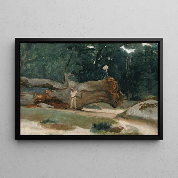 Lumberjacks - Jean-Baptiste-Camille Corot — framed artwork on a wall