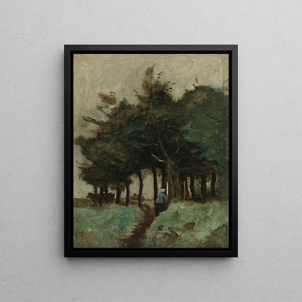 Boulogne-Sur-Mer Pathway Hidden by Trees - Jean-Baptiste-Camille Corot — framed artwork on a wall