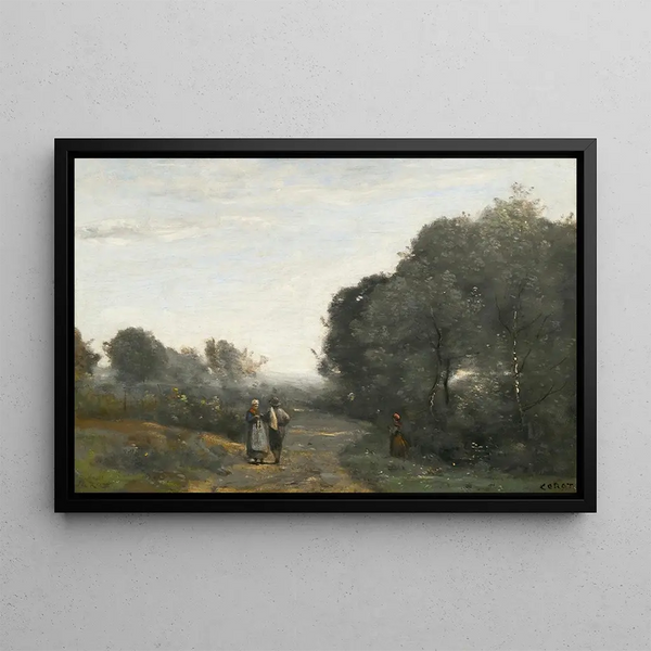 Chaville in the Morning in Spring - Jean-Baptiste-Camille Corot — framed artwork on a wall