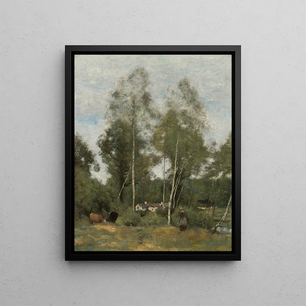 Clearings of the Bois Pierre Aux Evaux near Château-Thierry - Jean-Baptiste-Camille Corot — framed artwork on a wall