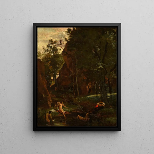 Diane au bain - Jean-Baptiste-Camille Corot — framed artwork on a wall