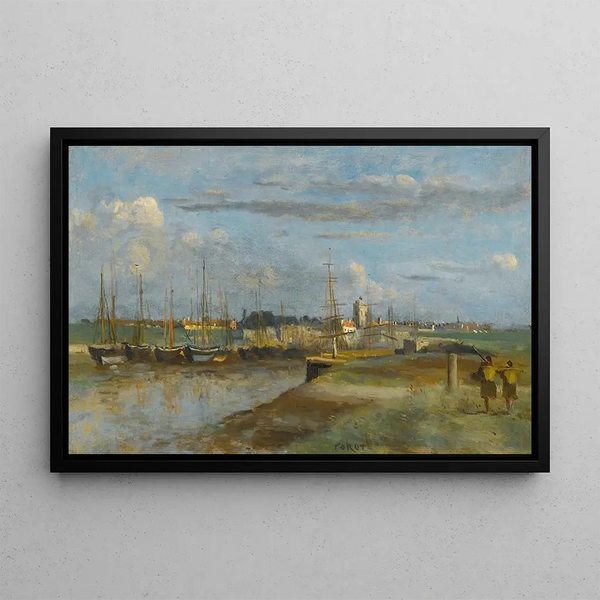 Dunkirk, the Rear Port - Jean-Baptiste-Camille Corot — framed artwork on a wall