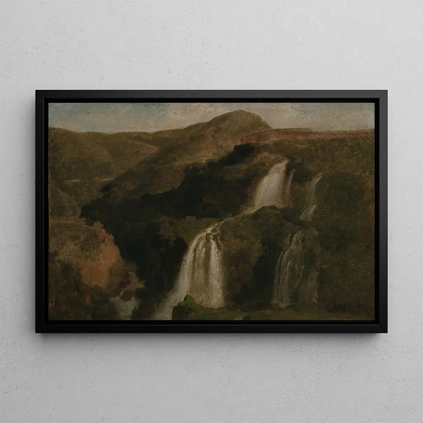 Waterfalls of Tivoli - Jean-Baptiste-Camille Corot — framed artwork on a wall