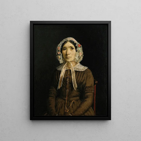 Woman with lace bonnet - Jean-Baptiste-Camille Corot — framed artwork on a wall
