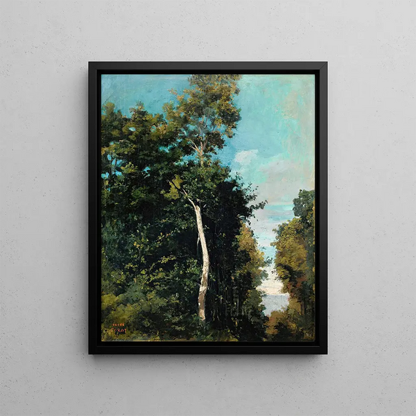Forest on the Côte de Grâce in Honfleur - Jean-Baptiste-Camille Corot — framed artwork on a wall