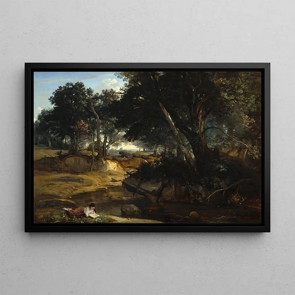 Forest of Fontainebleau - Jean-Baptiste-Camille Corot — framed artwork on a wall