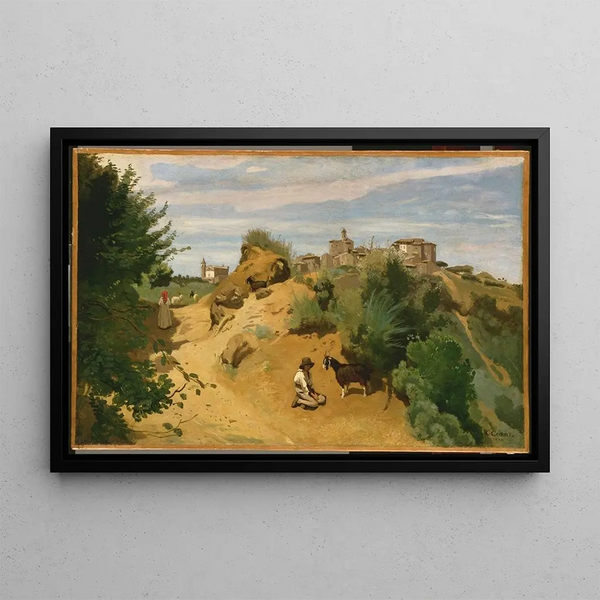 Genzano Painting - Jean-Baptiste-Camille Corot — framed artwork on a wall